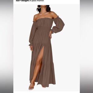 Elegant Mauve Off-Shoulder Dress